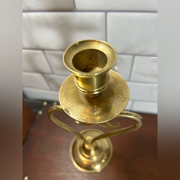 Vintage Brass Heart Candlestick - Picture 7 of 9